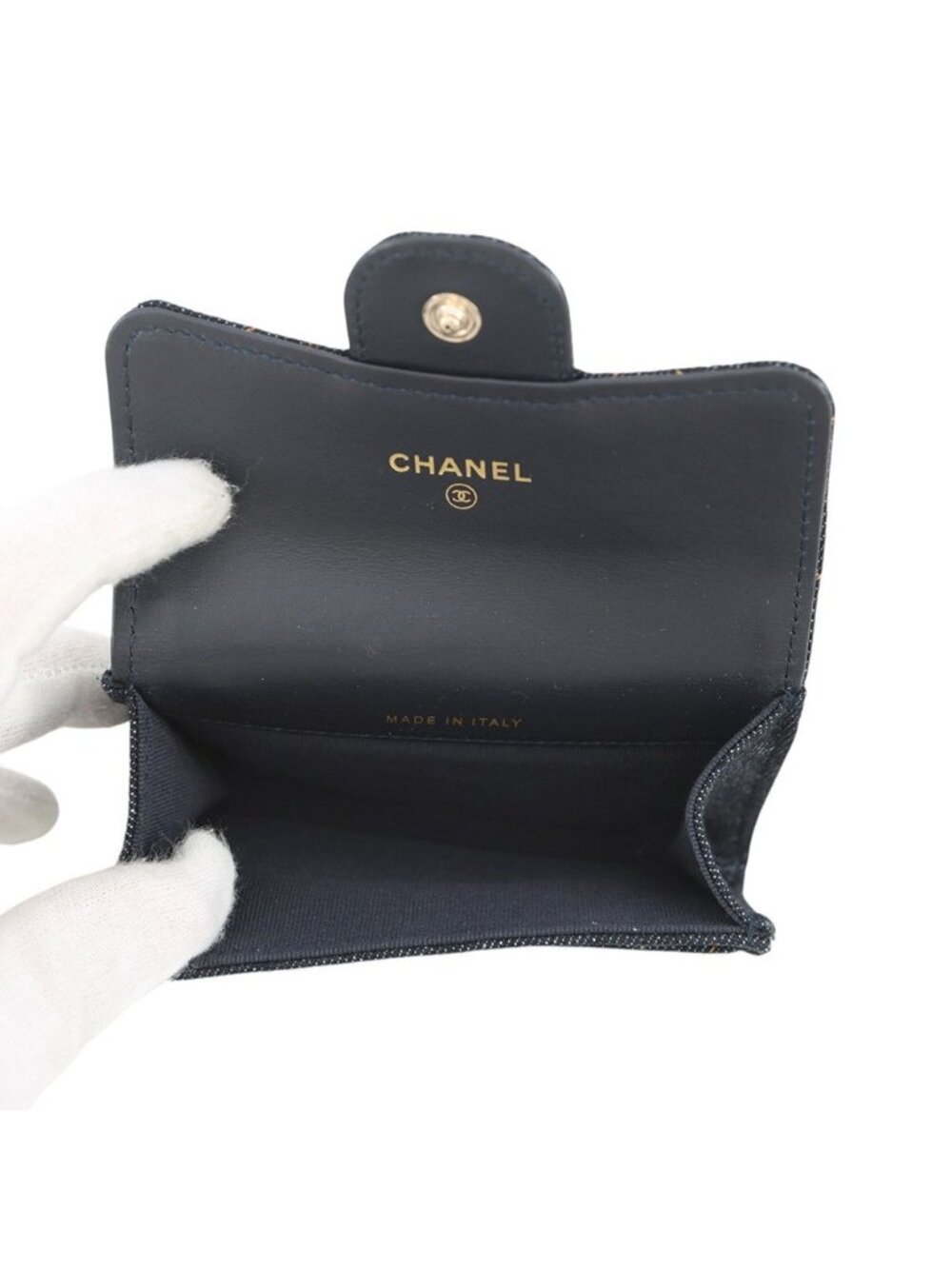 Chanel Card Case Quilted Classic CC Logo Denim Business Holder - Picture 5 of 9